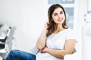 Dental patient happy she committed to getting veneers