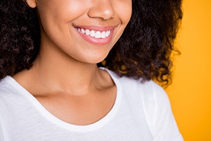 Close-up of woman’s beautiful smile with veneers in Needham
